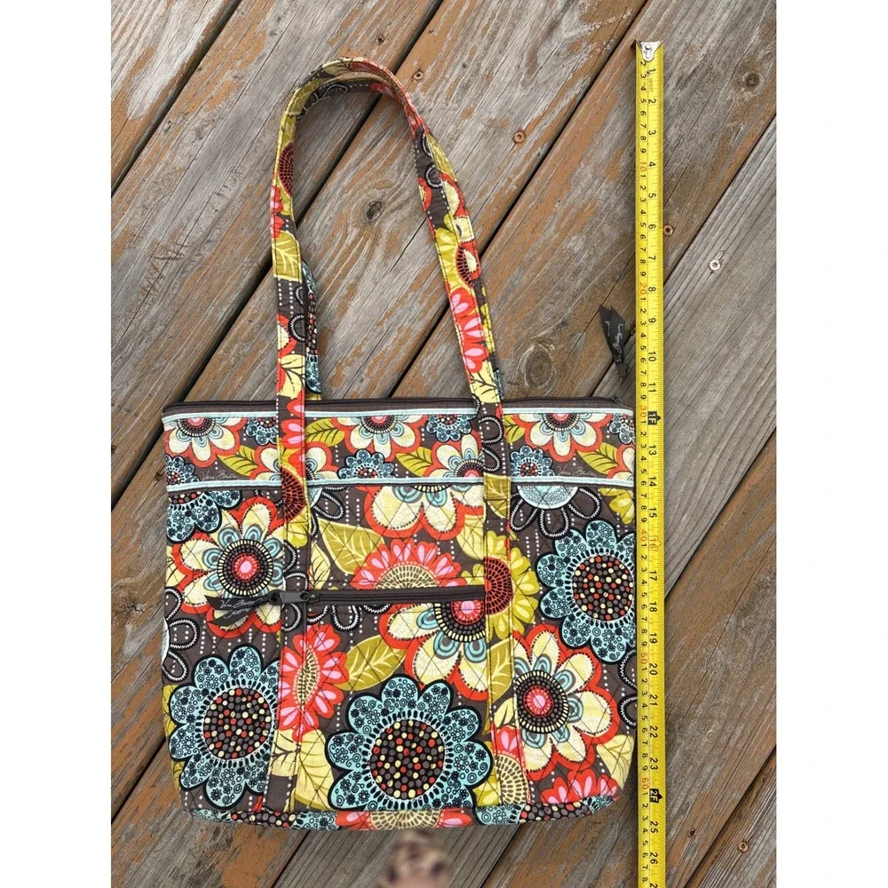 Vera Bradley Rhythm and Blues Quilted Floral Tote Bag Shoulder Purse Teal Lining